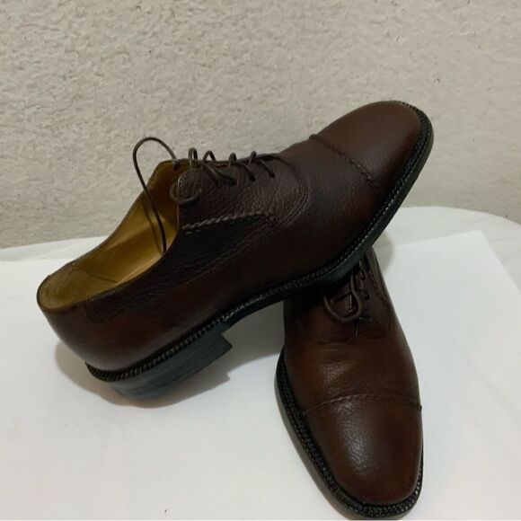 Cole  HAAN men’s shoes Oxford leather brown vibram soles 6.5 E made in Italy main image 12